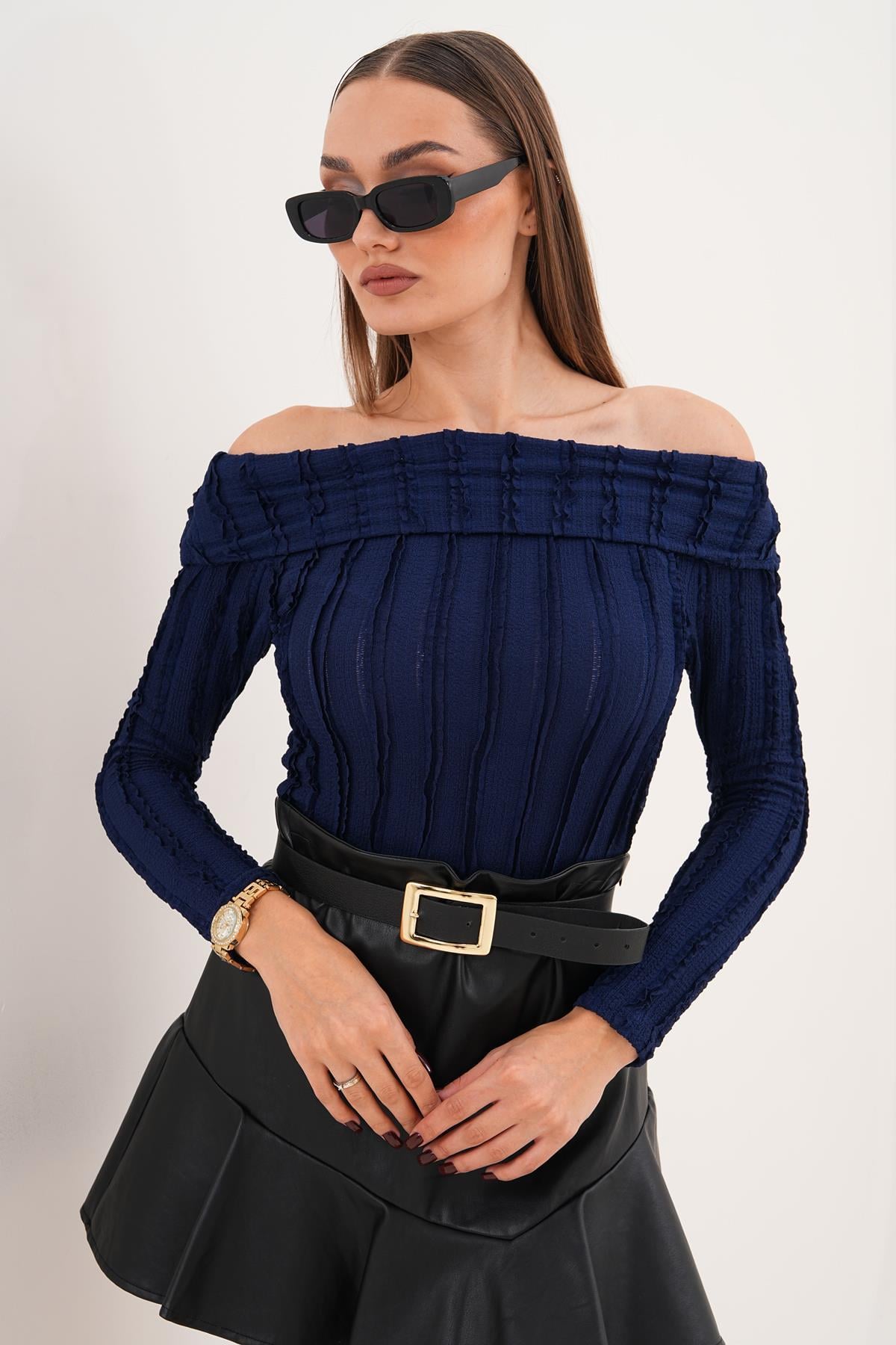 Kadın Madonna Yaka Bluz 255335 -