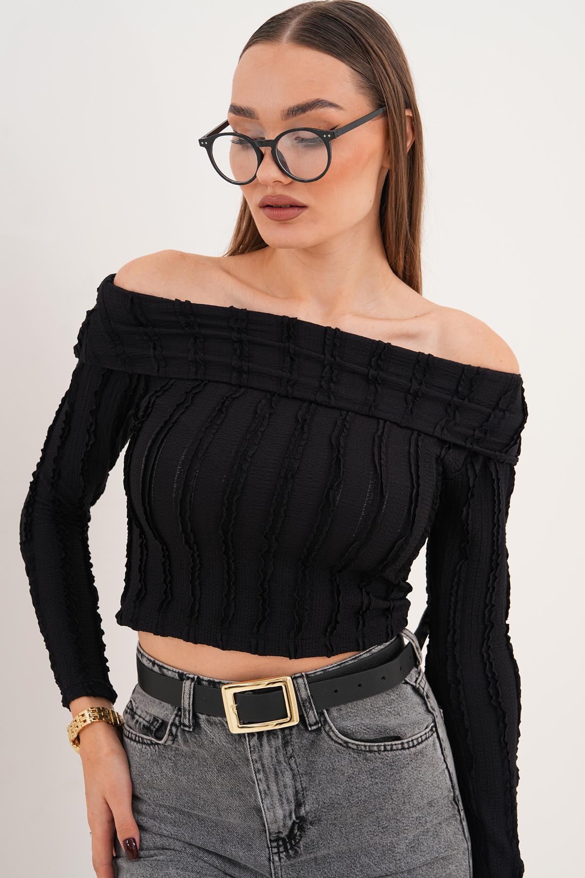 Kadın Madonna Yaka Bluz 255335 -
