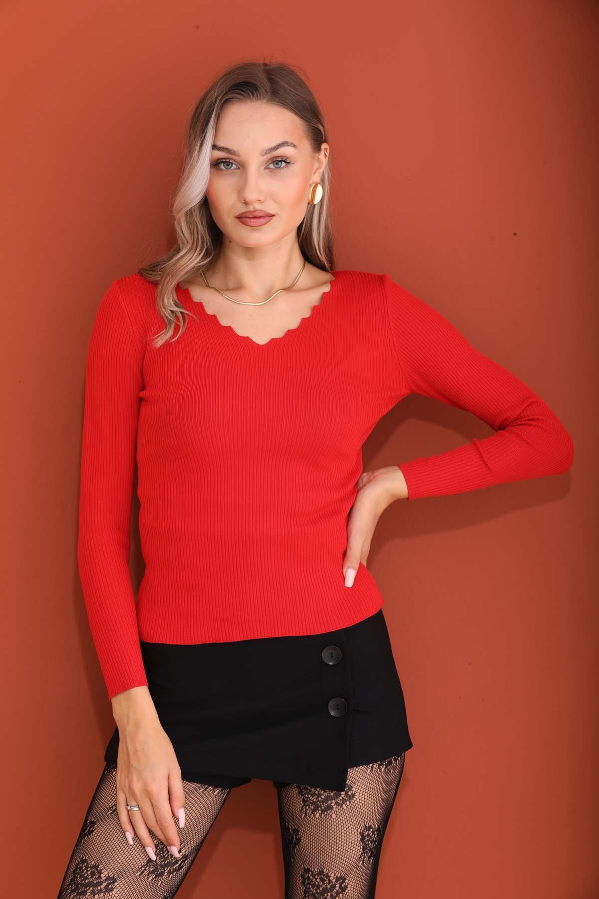 Kadın Merdiven Yaka Triko Kazak 255243 -