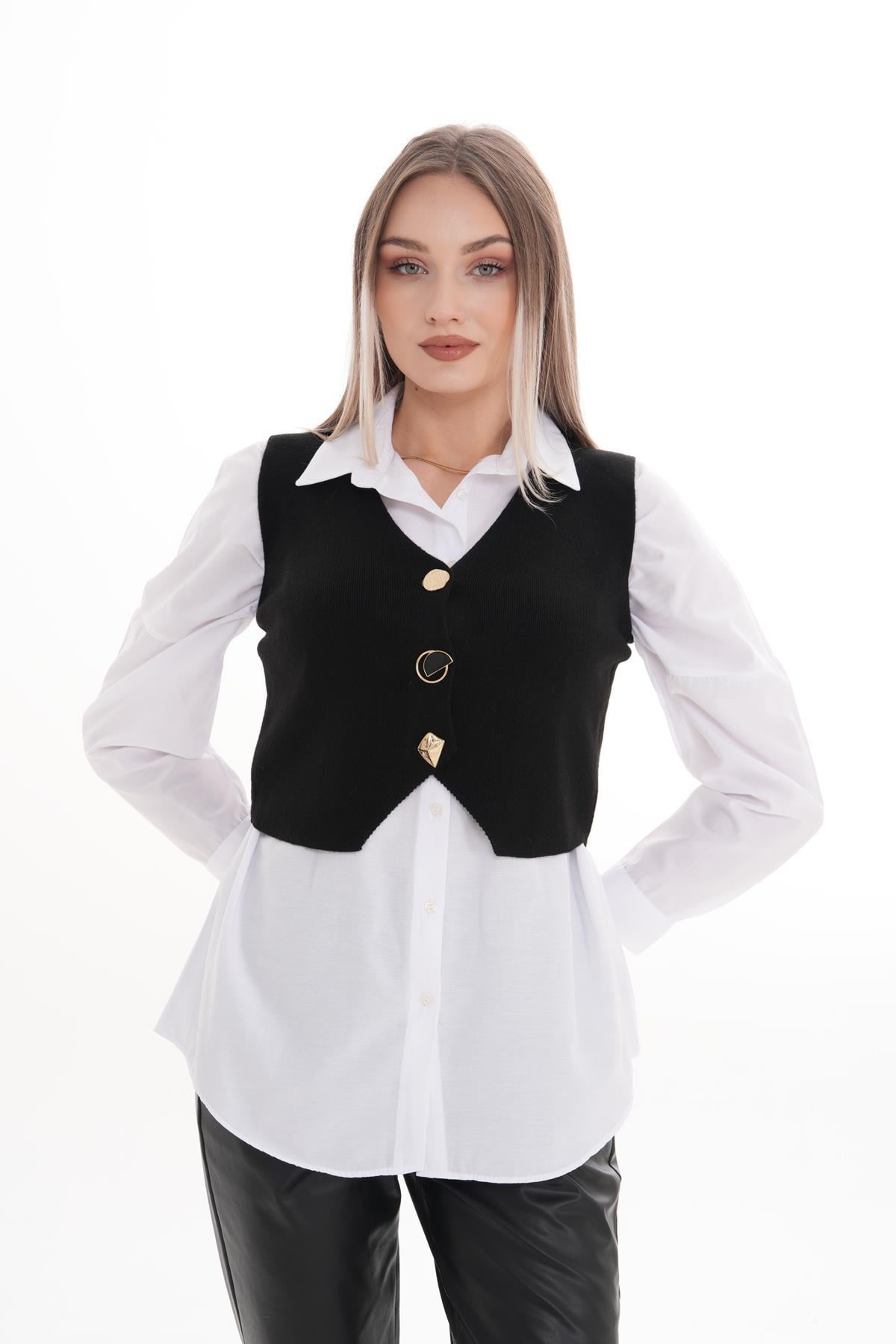 Kadın Metal Düğme Detaylı Yelek 245189 -