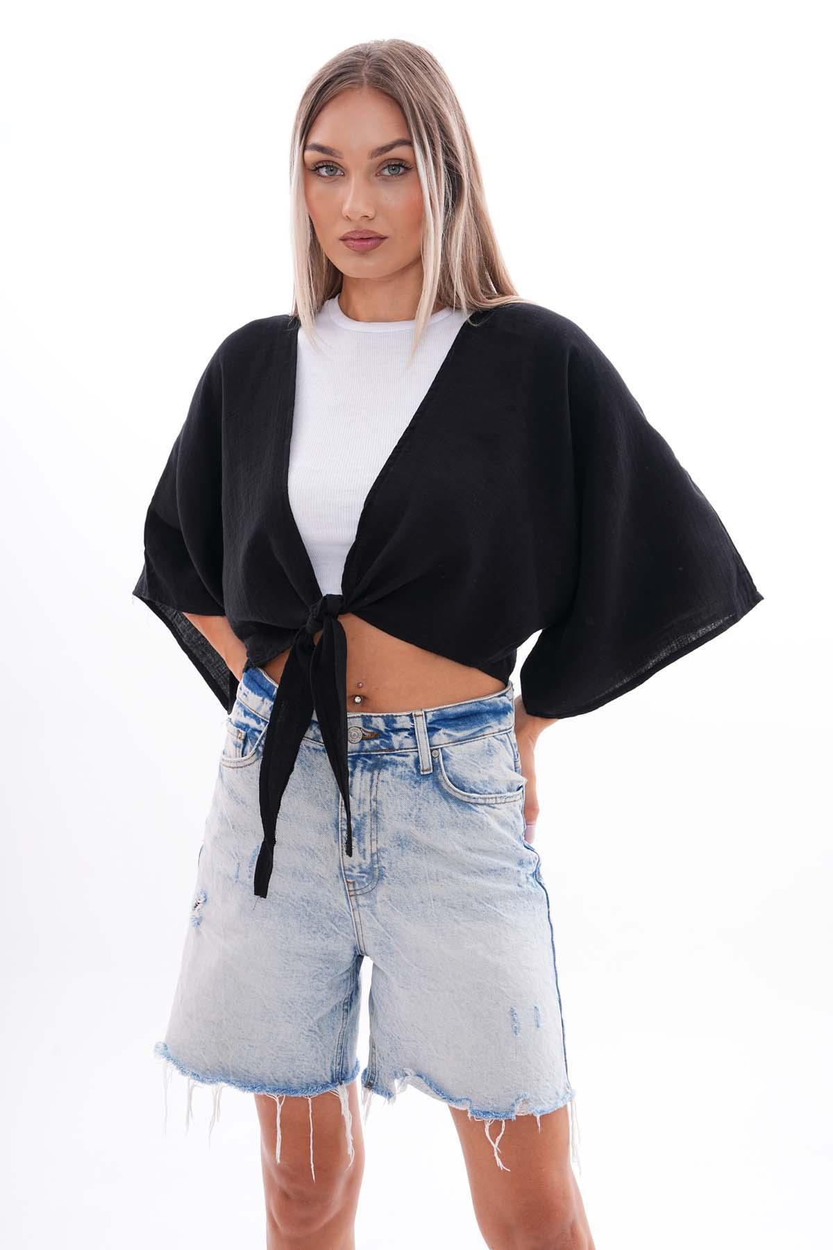 Kadın Önden Bağlamalı Müslin Bolero 240632 -