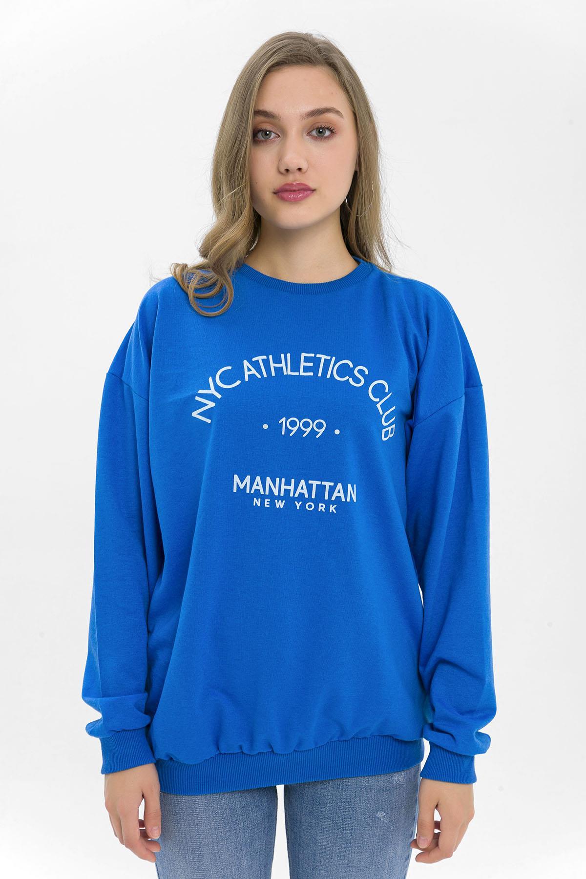 Kadın Önü Baskı Detaylı Oversize Sweatshirt