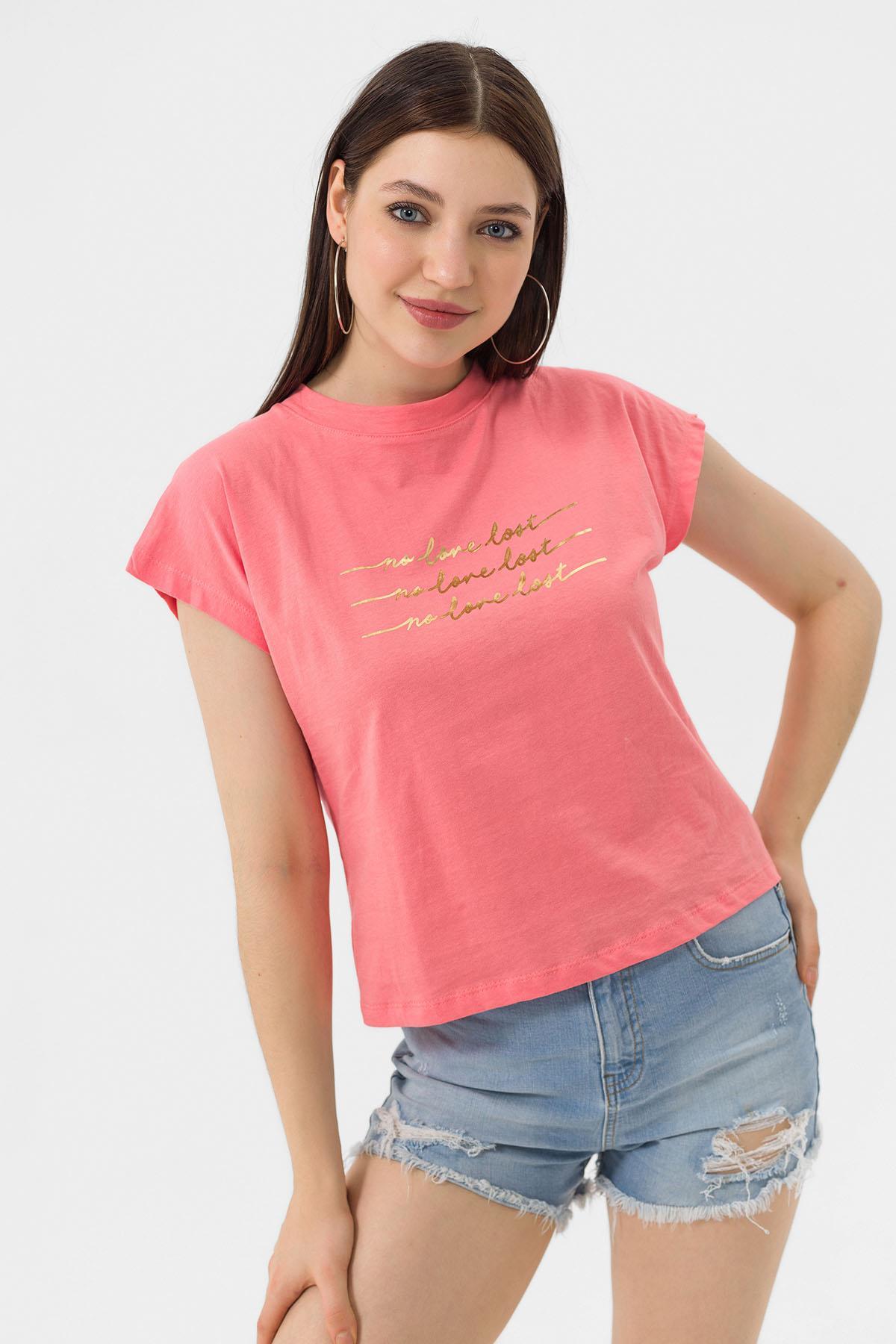 Kadın Önü Varak Baskılı T-shirt 250036 -