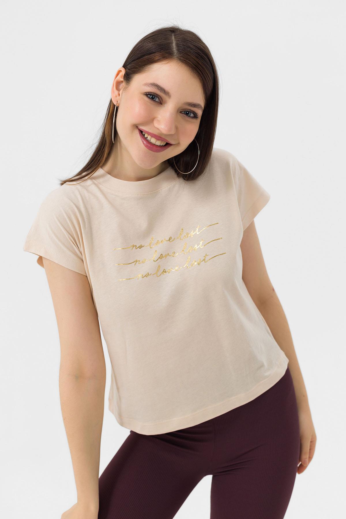 Kadın Önü Varak Baskılı T-shirt 250036 -