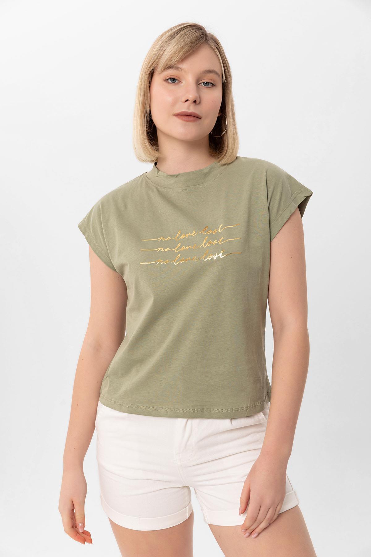Kadın Önü Varak Baskılı T-shirt 250036 -