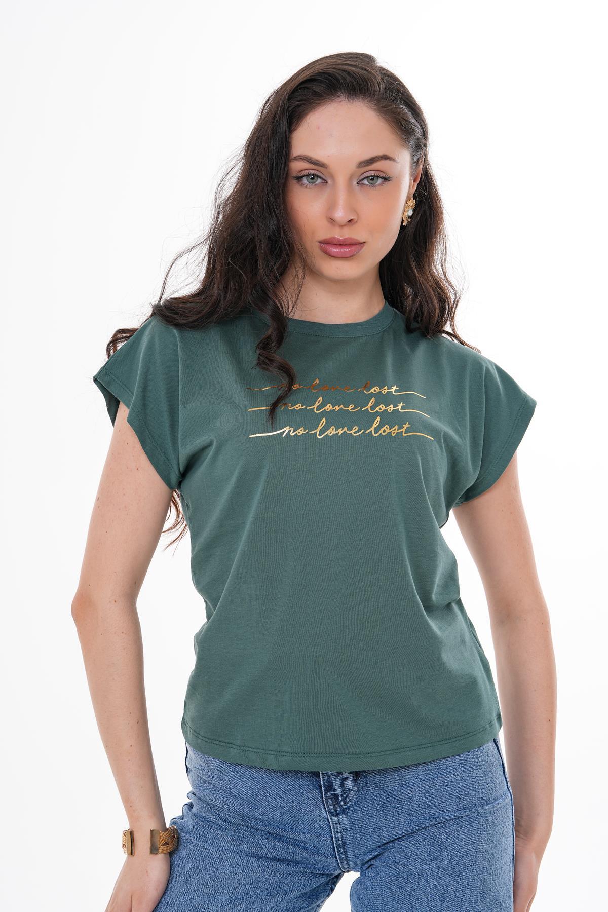 Kadın Önü Varak Baskılı T-shirt 250036 -