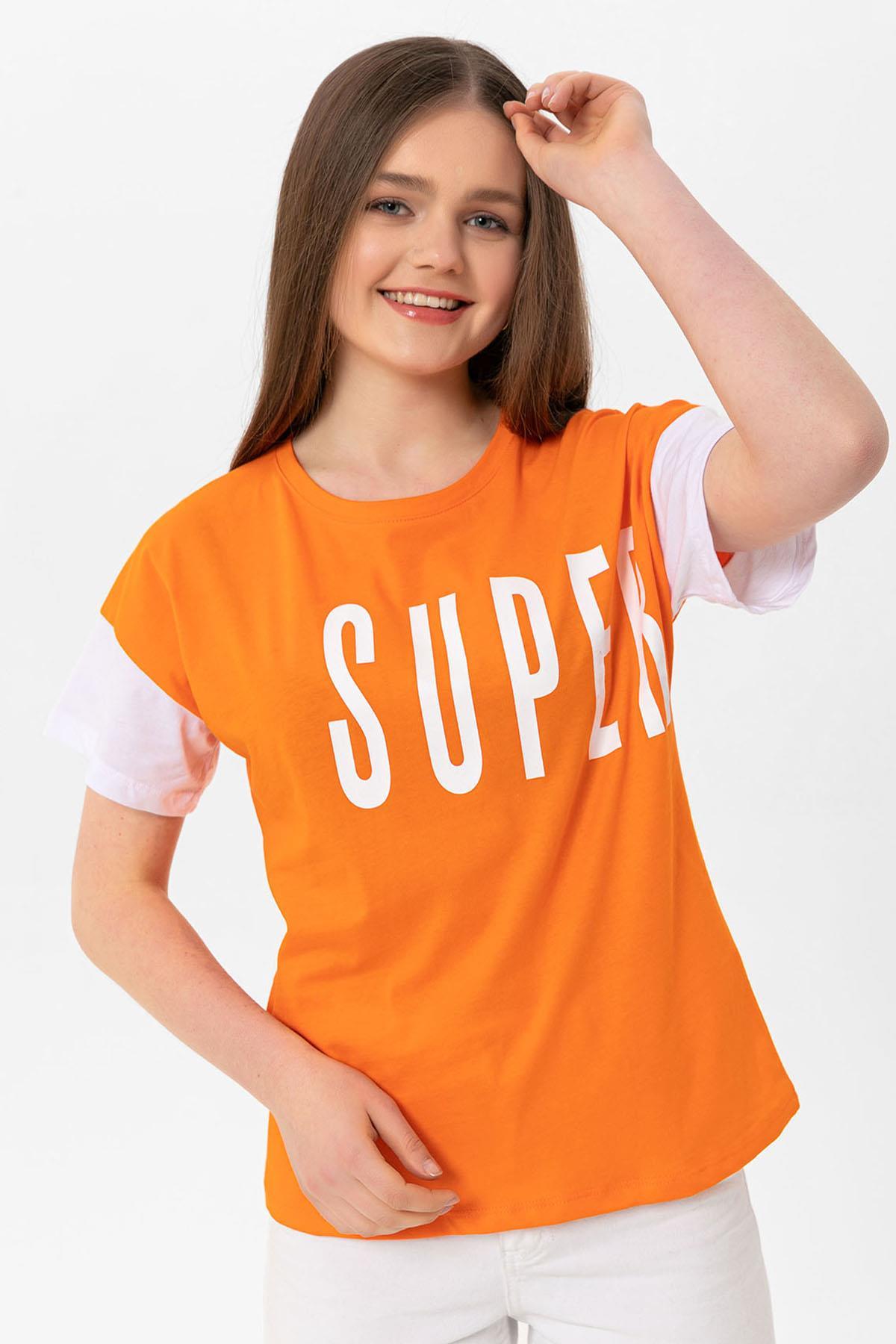 Kadın Önü Yazı Baskılı T-Shirt 230068 -