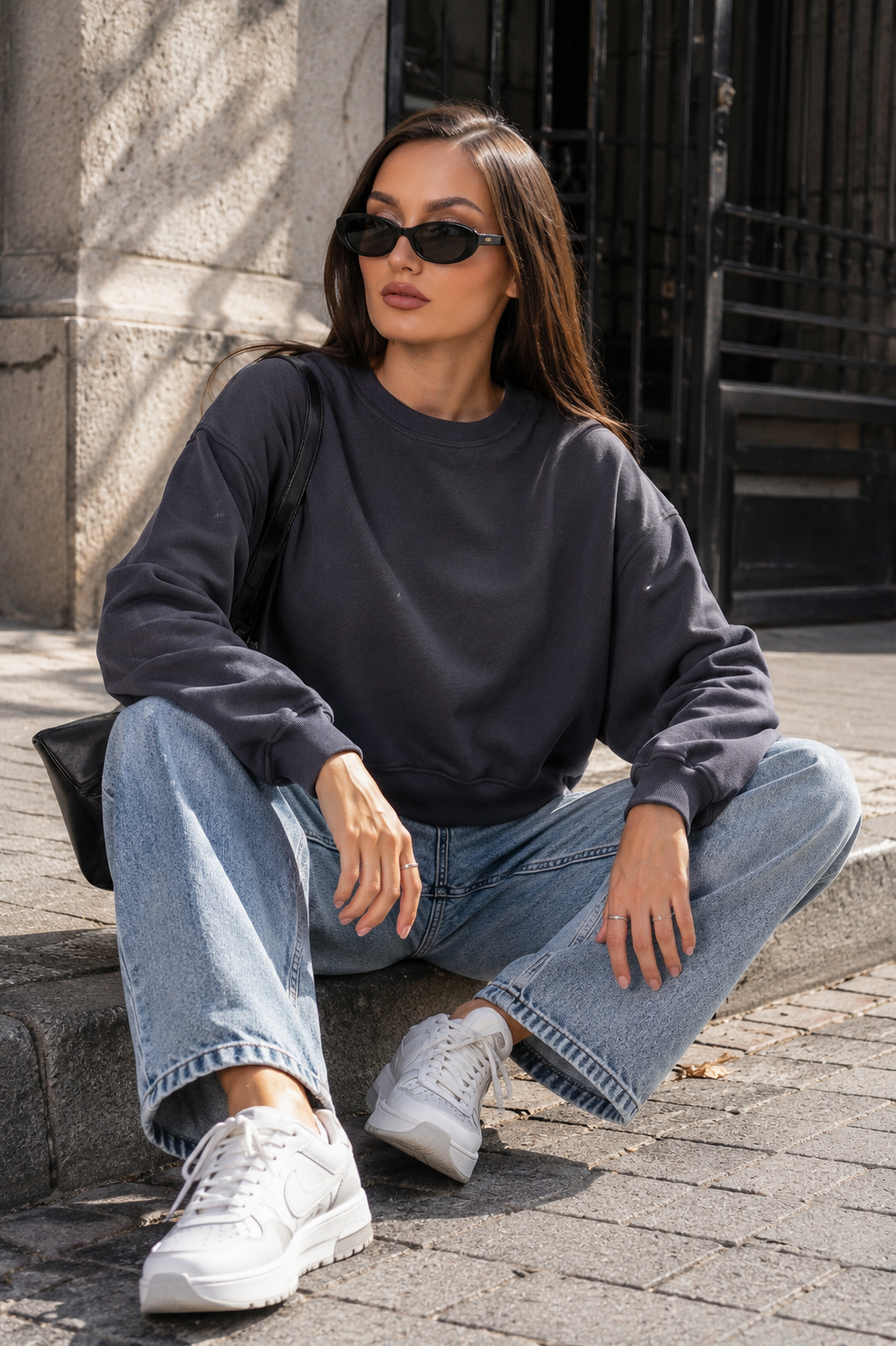 Kadın Oversize Kısa Sweatshirt 265122 -