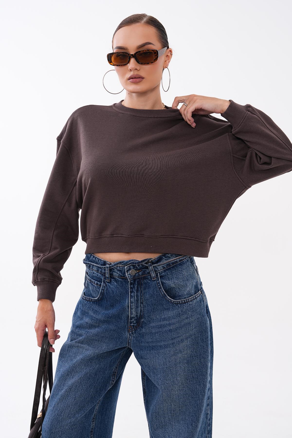 Kadın Oversize Kısa Sweatshirt 265122 -