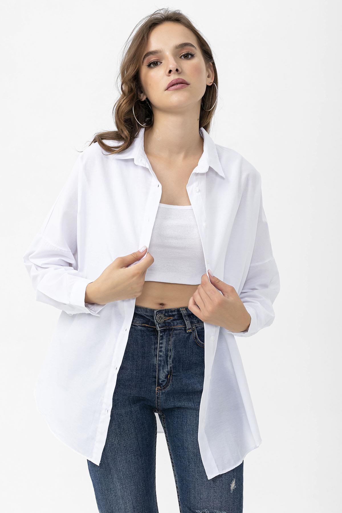 Kadın Oversize Poplik Gömlek 250239 -