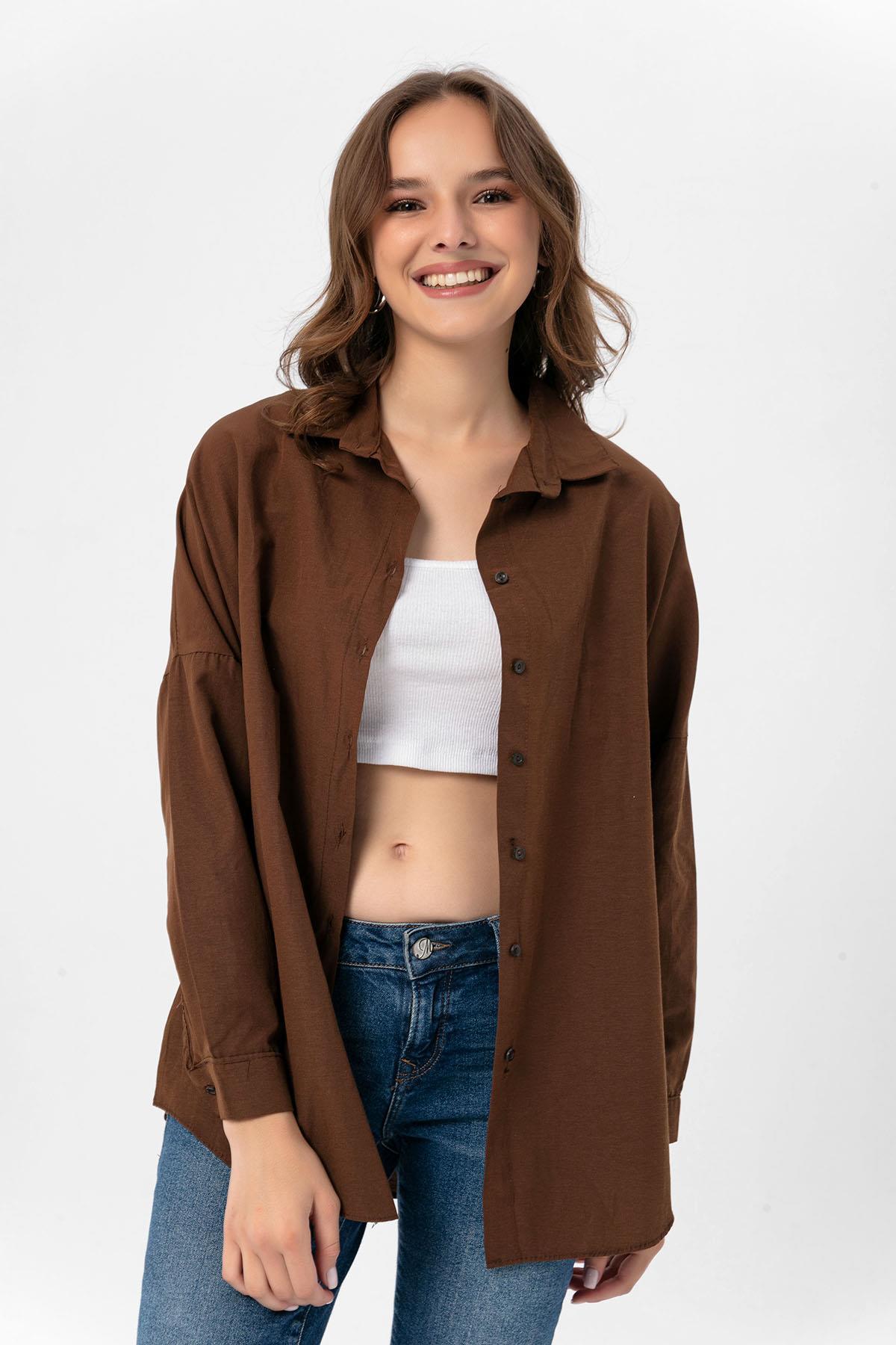 Kadın Oversize Poplik Gömlek 250239 -