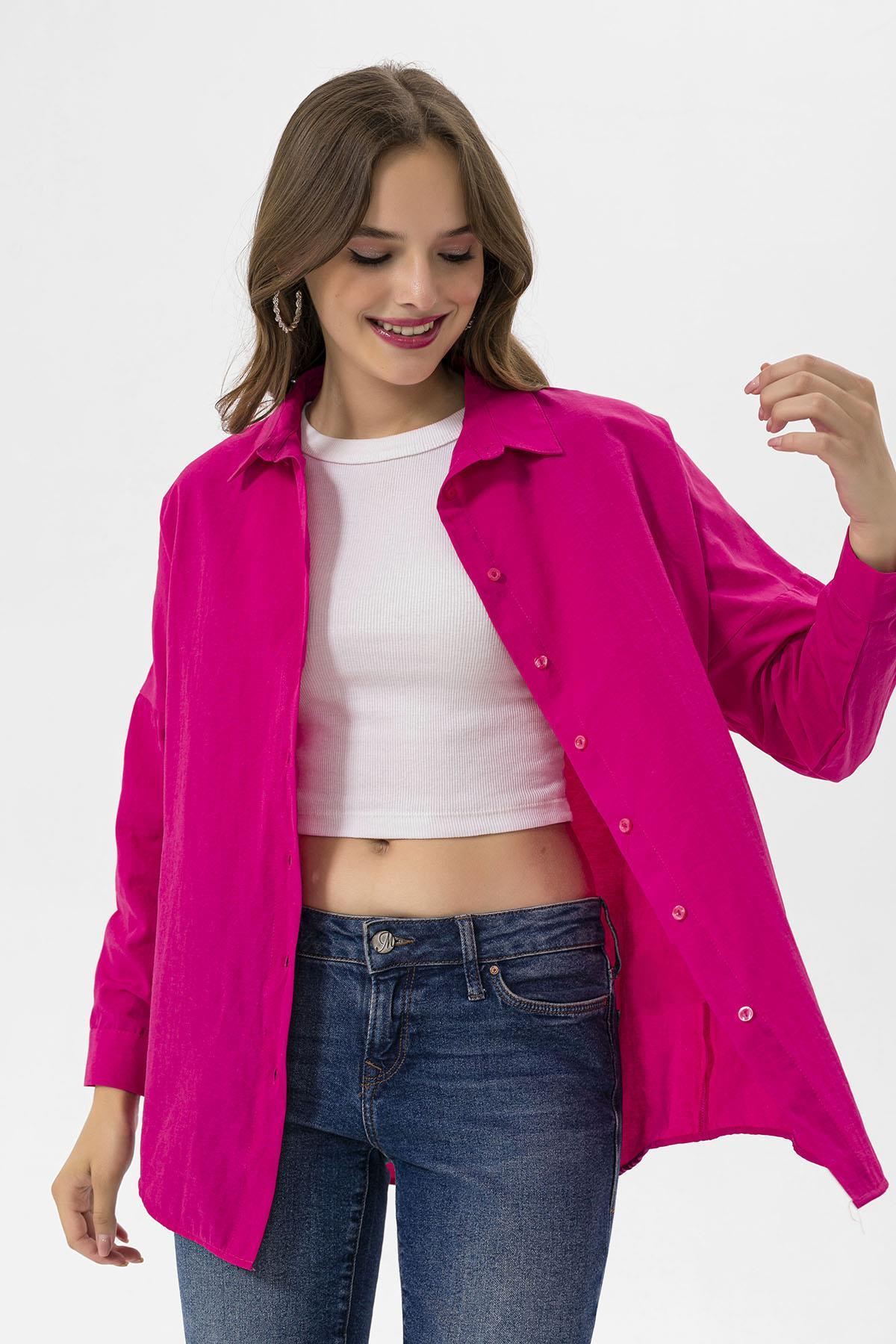 Kadın Oversize Poplik Gömlek 250239 -