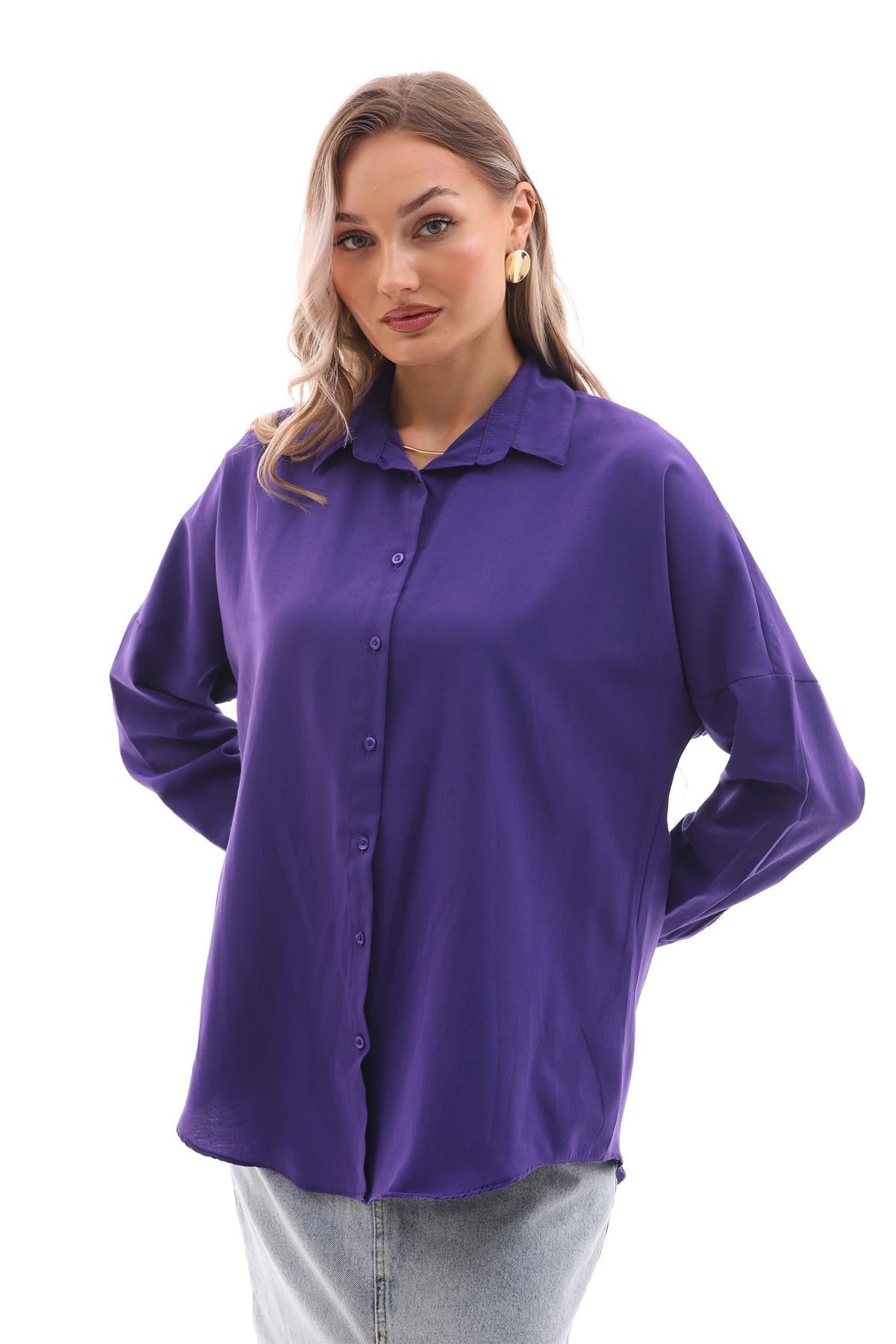 Kadın Oversize Poplik Gömlek 250239 -