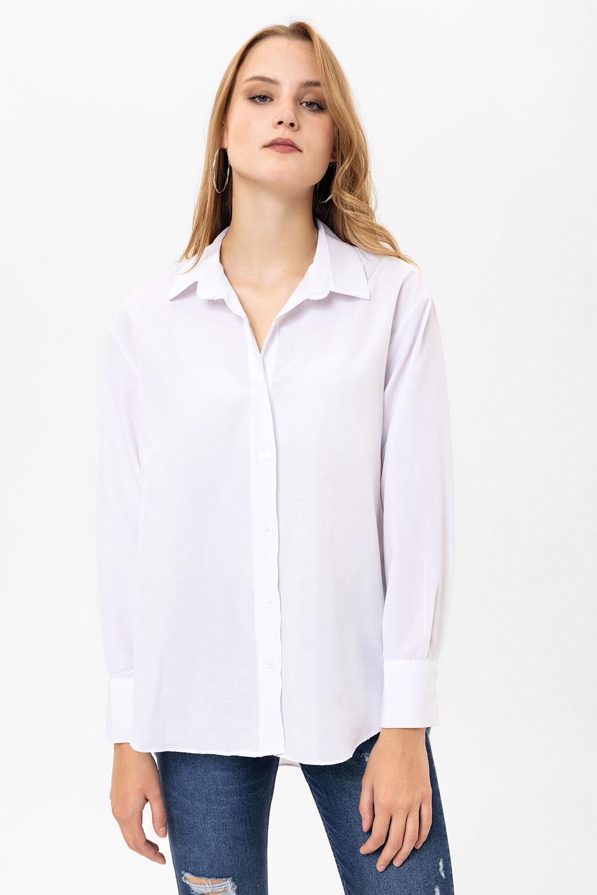 Kadın Oversize Poplin Gömlek 250242 -
