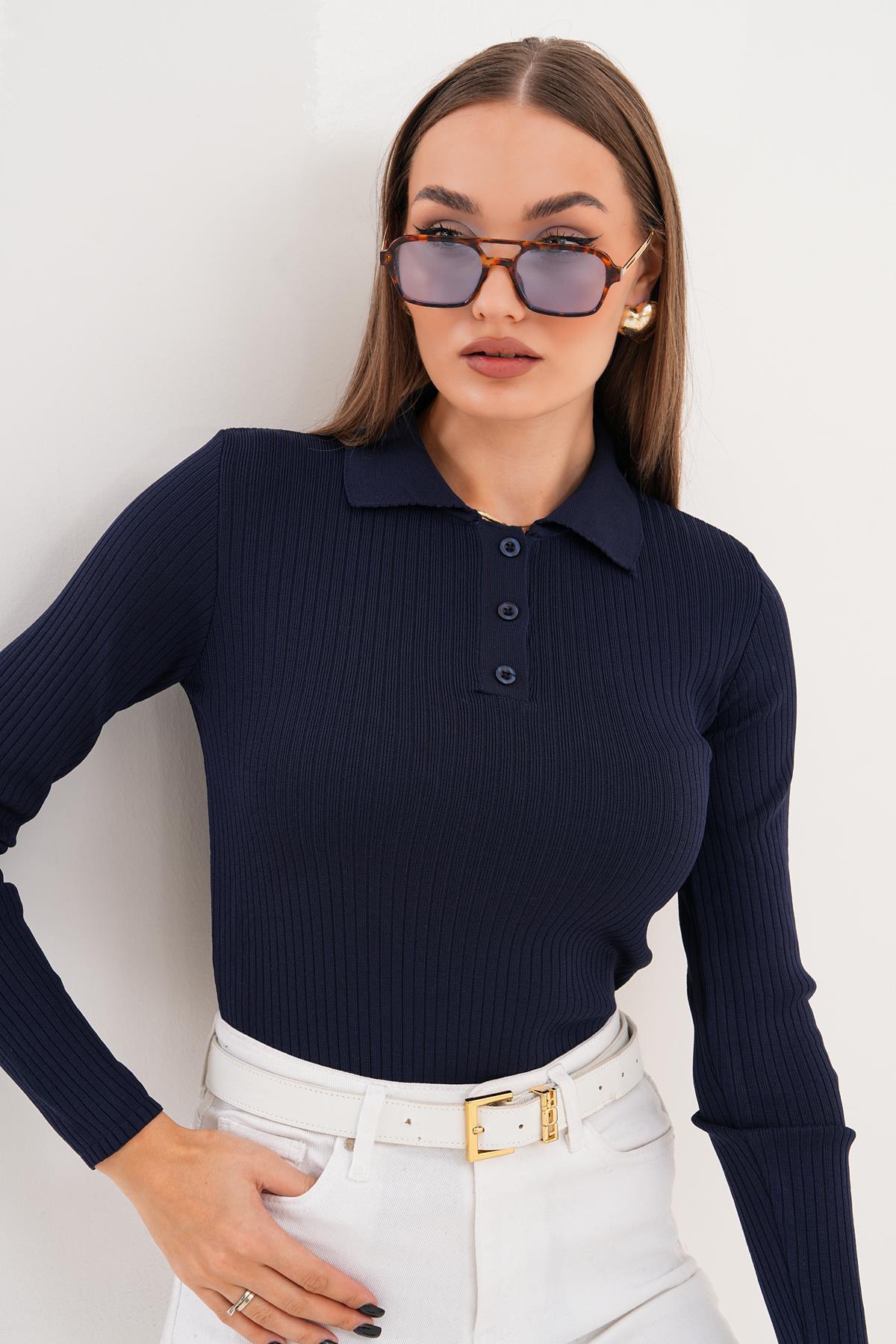 Kadın Polo Yaka Bluz 255094 -