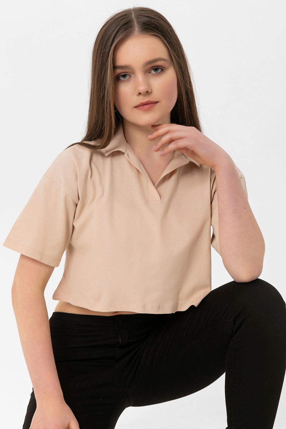 Kadın Polo Yaka Kısa T-Shirt