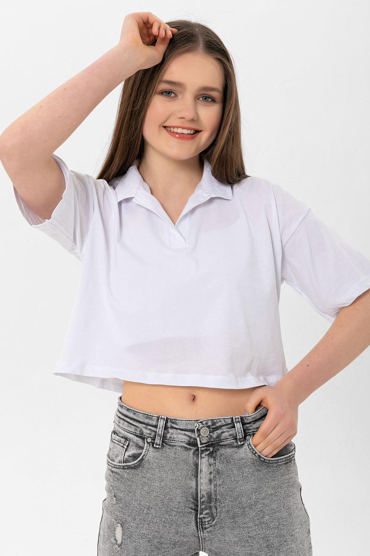 Kadın Polo Yaka Kısa T-Shirt
