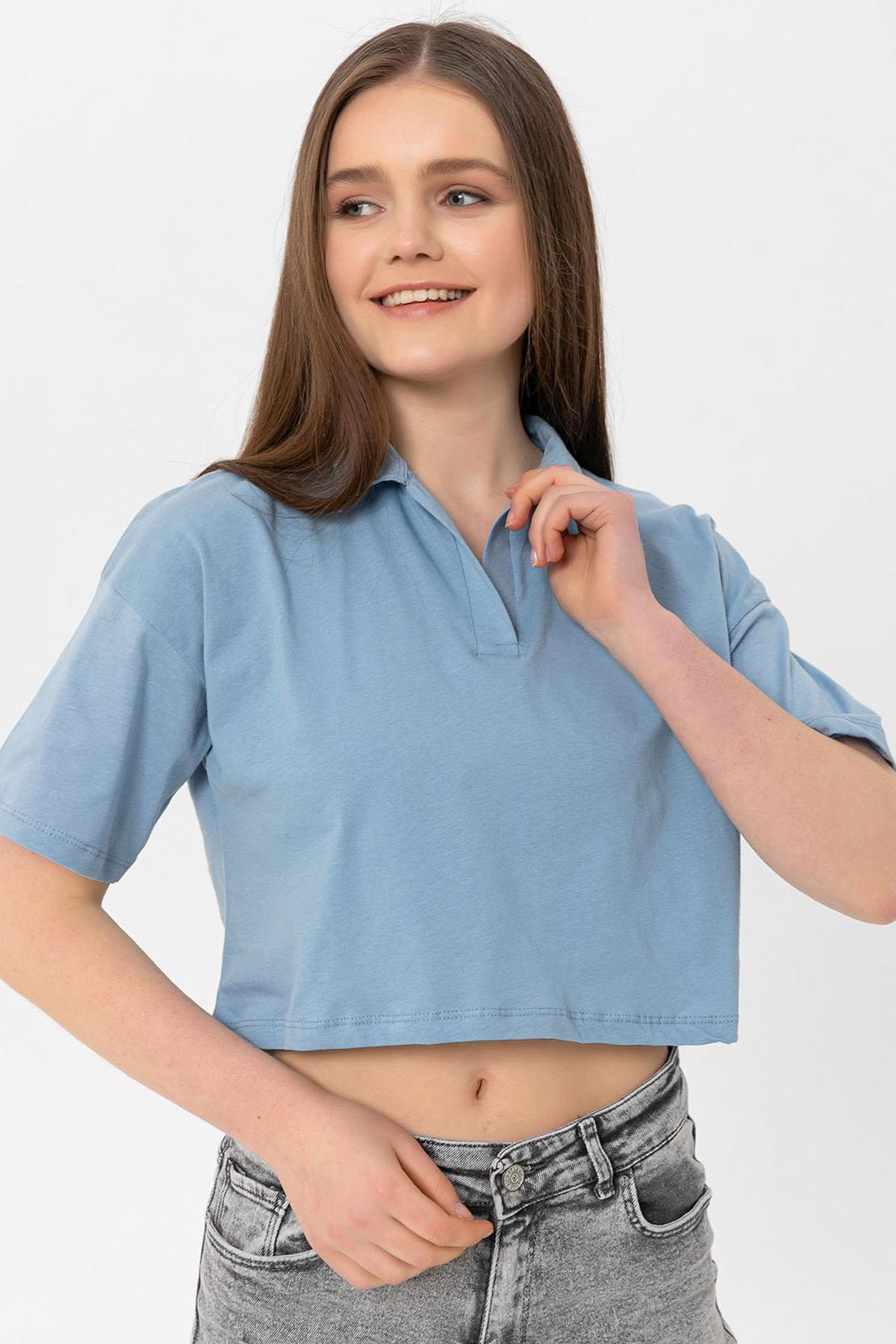 Kadın Polo Yaka Kısa T-Shirt