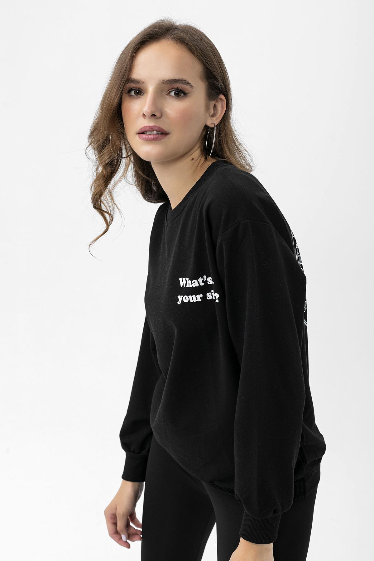 Kadın Sırt Baskı Detaylı Oversize Sweatshirt