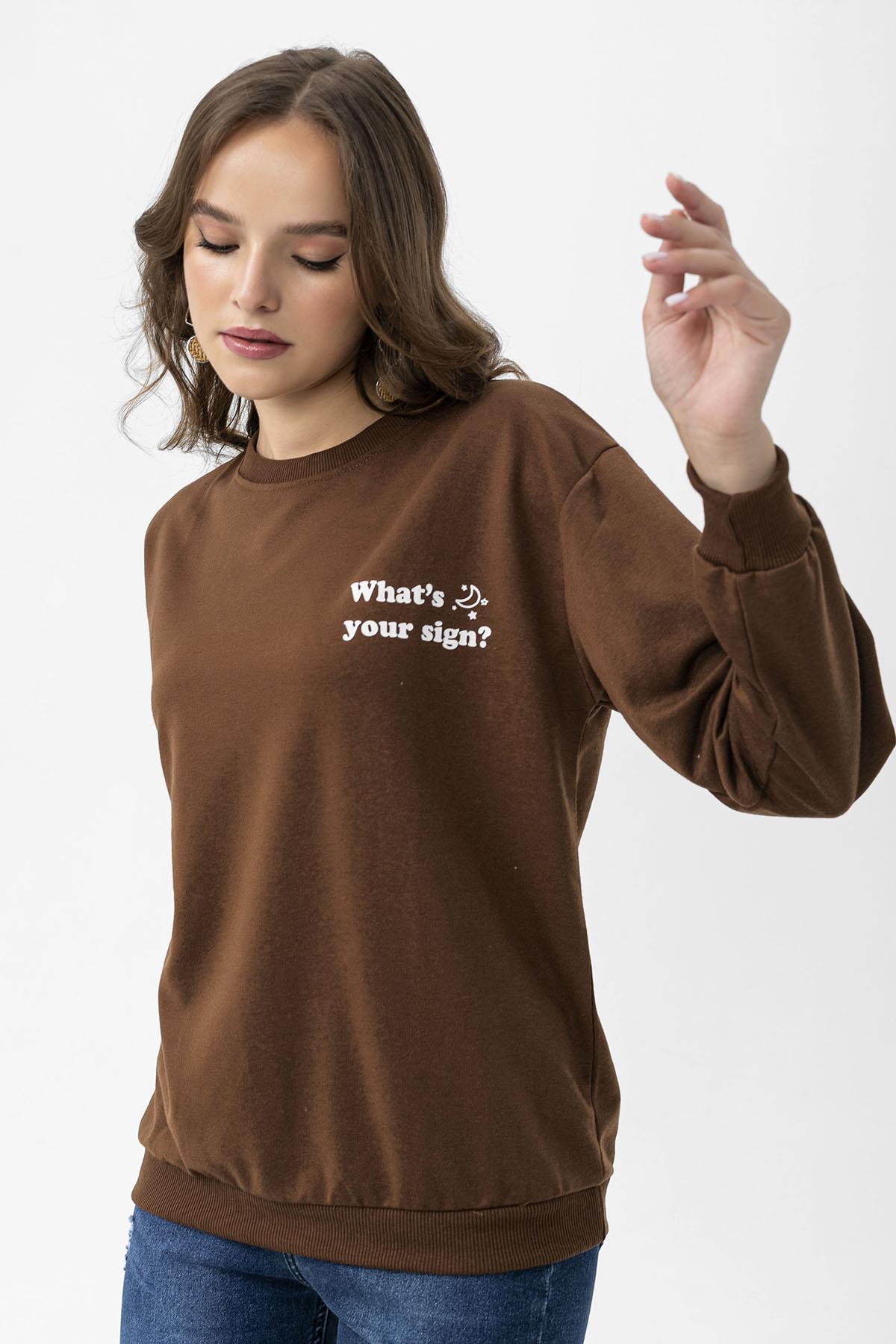 Kadın Sırt Baskı Detaylı Oversize Sweatshirt