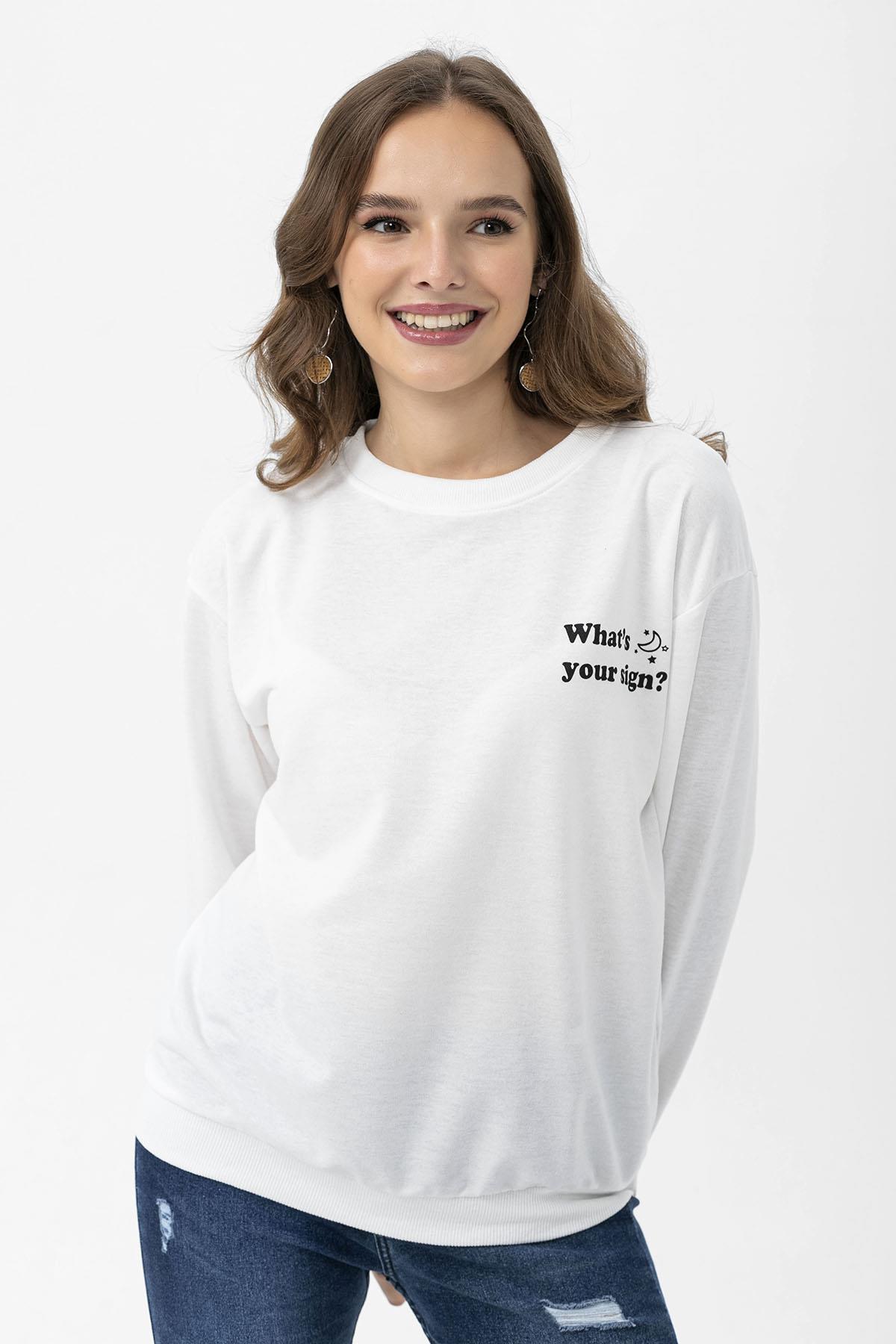 Kadın Sırt Baskı Detaylı Oversize Sweatshirt