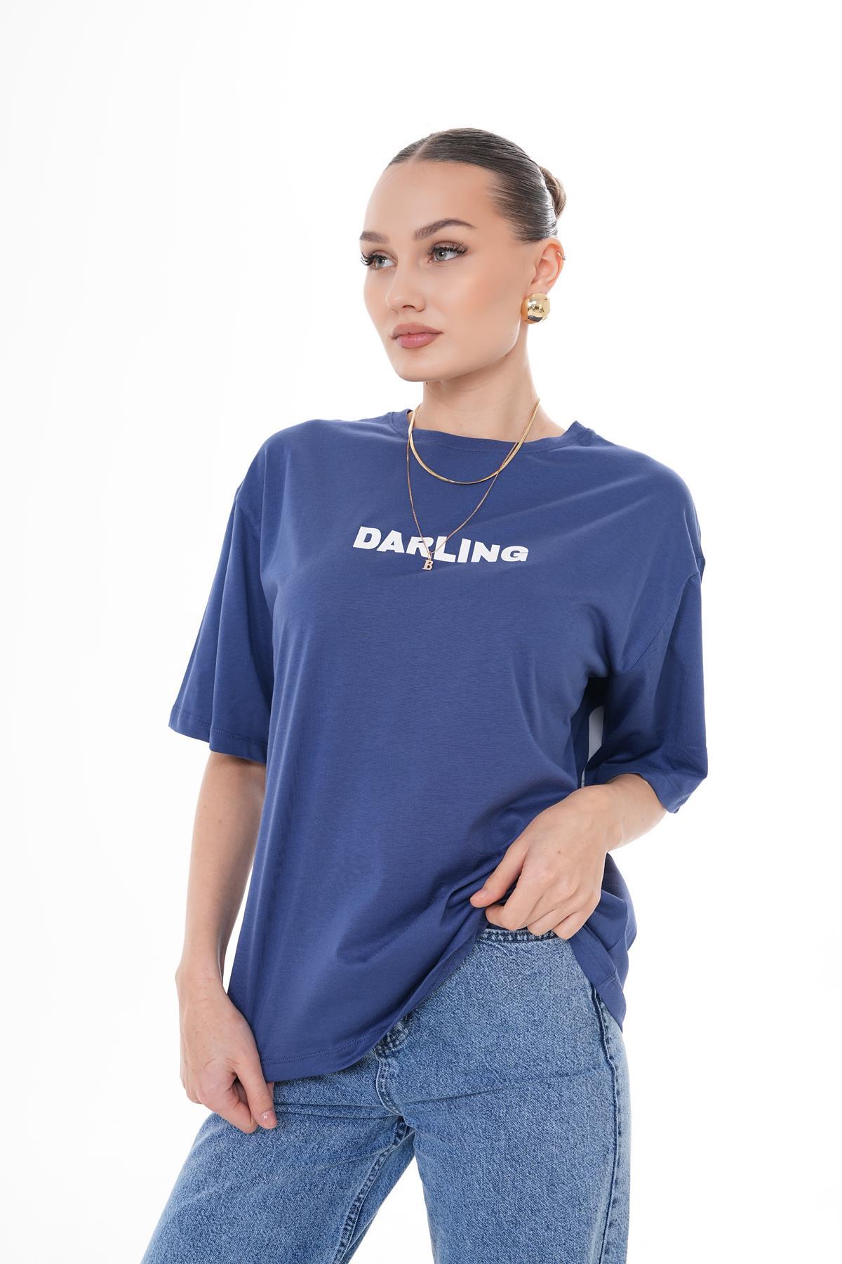 Kadın Sırt Baskı Detaylı Oversize Tişört 260378 -