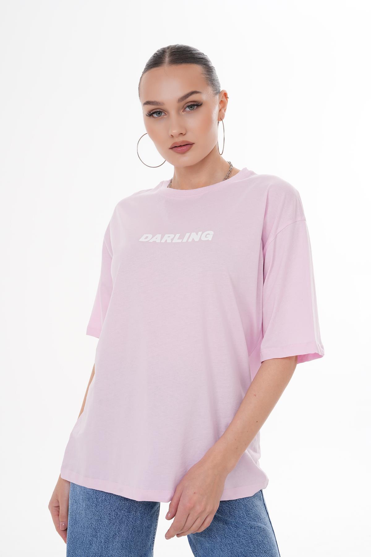 Kadın Sırt Baskı Detaylı Oversize Tişört 260378 -