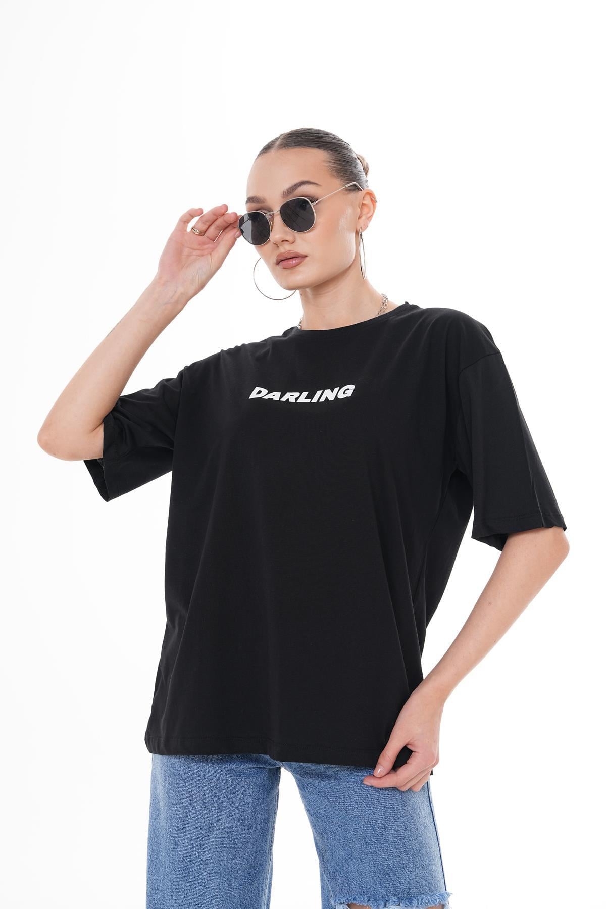 Kadın Sırt Baskı Detaylı Oversize Tişört 260378 -