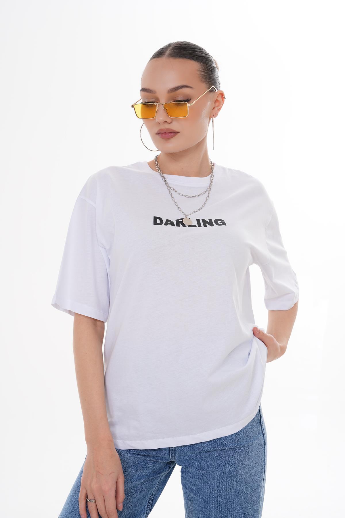 Kadın Sırt Baskı Detaylı Oversize Tişört 260378 -