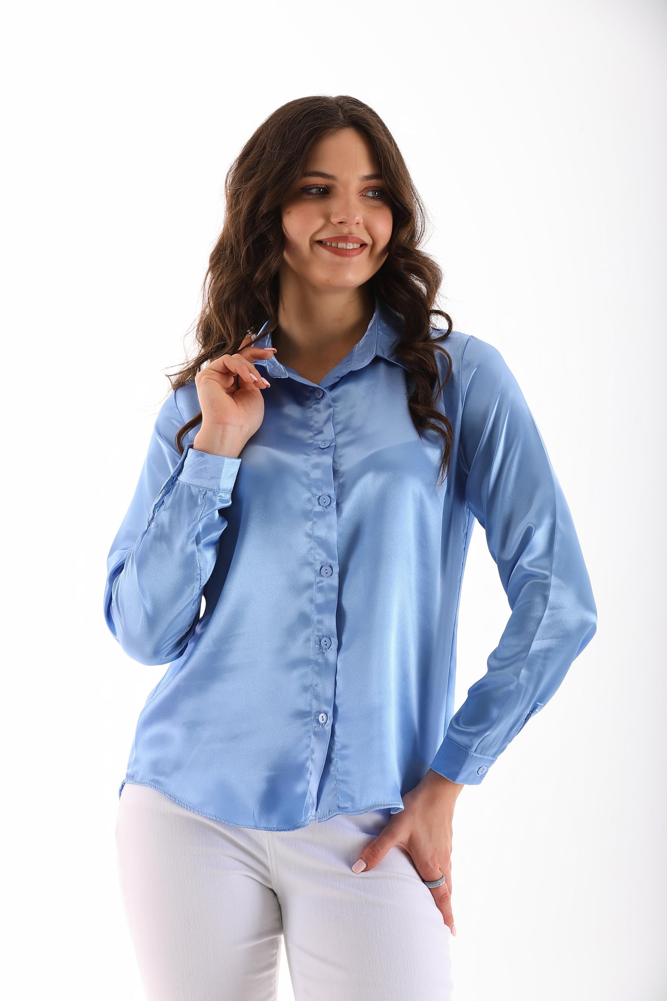Kadın Uzun Kol Saten Gömlek 255123 -