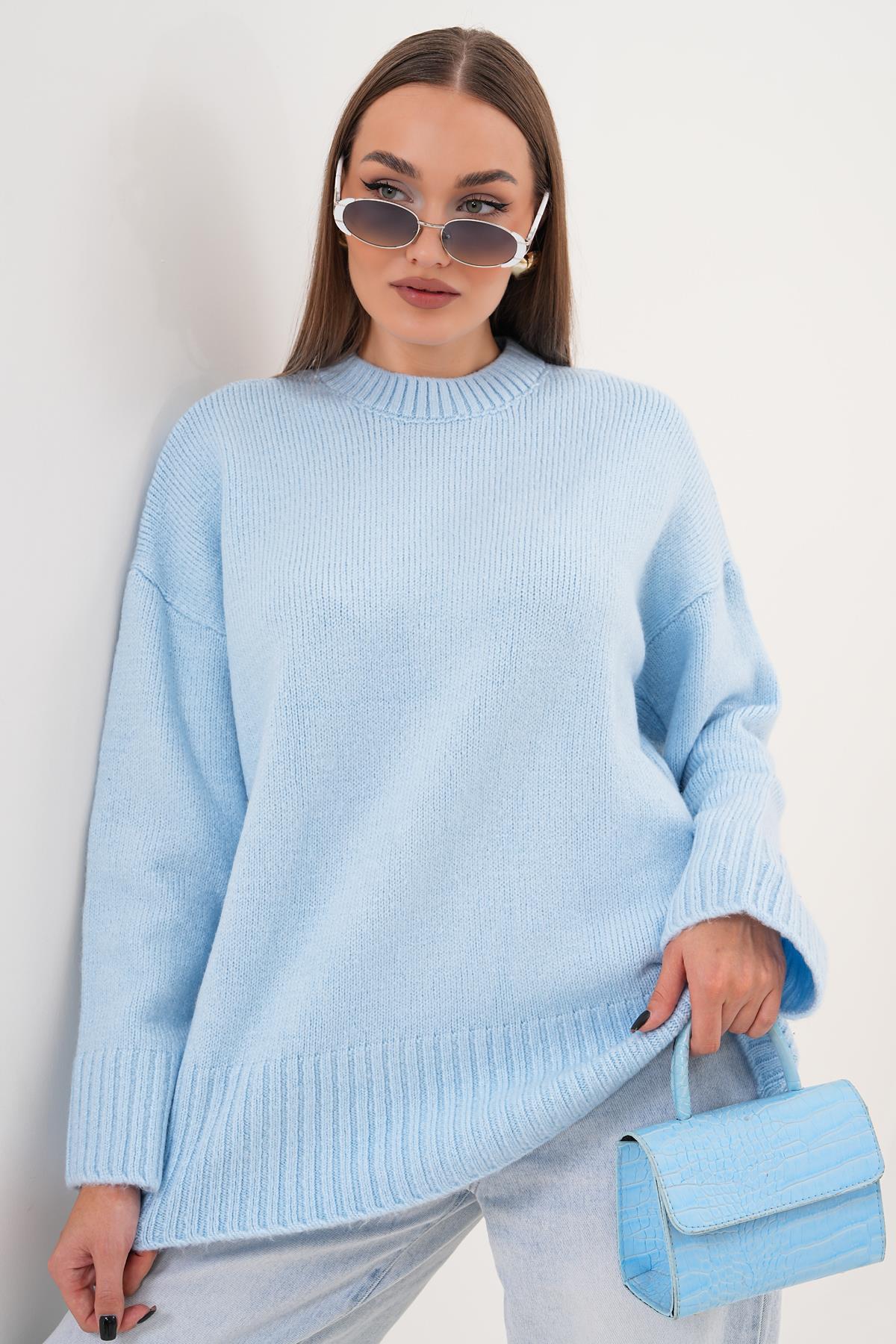 Kadın Yarım Balıkçı Triko Örme Oversize Kazak 255087 -