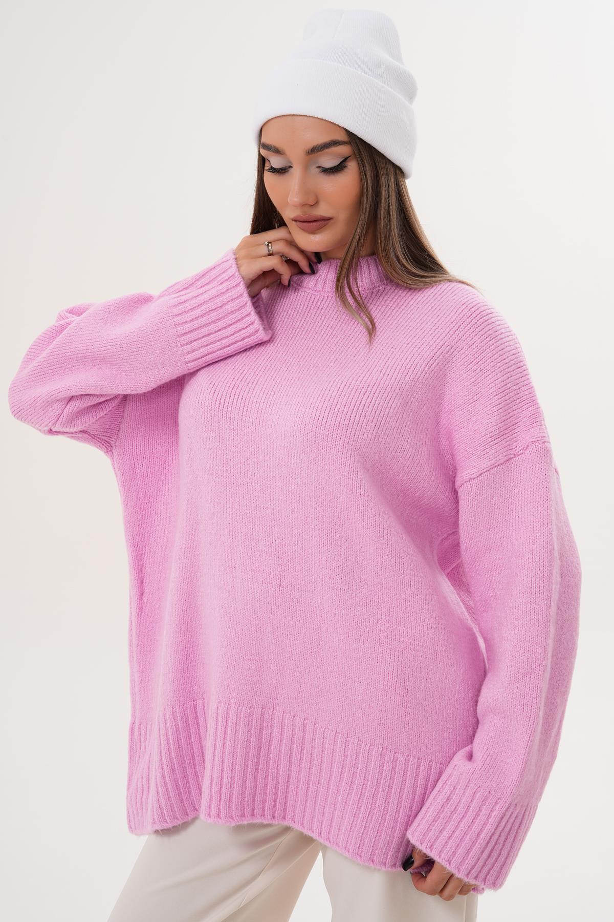 Kadın Yarım Balıkçı Triko Örme Oversize Kazak 255087 -