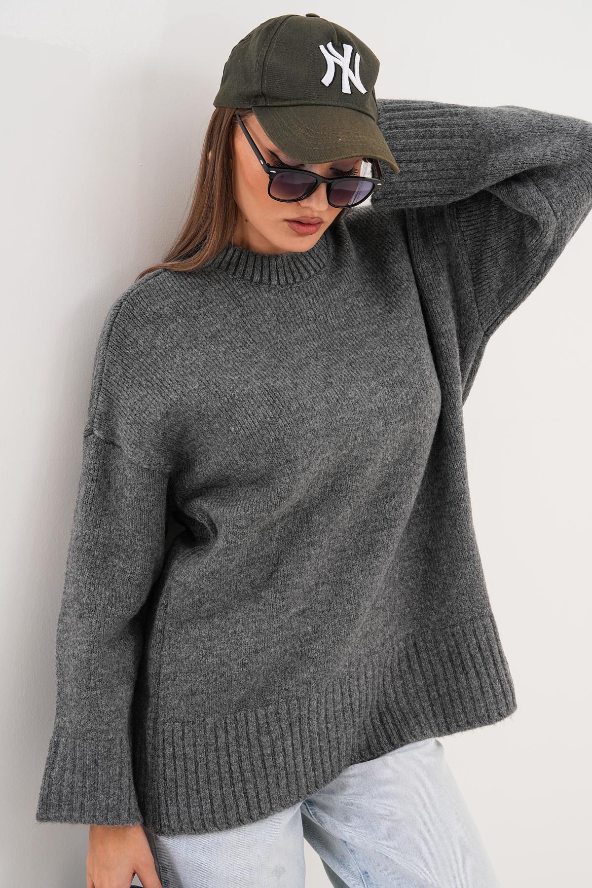 Kadın Yarım Balıkçı Triko Örme Oversize Kazak 255087 -