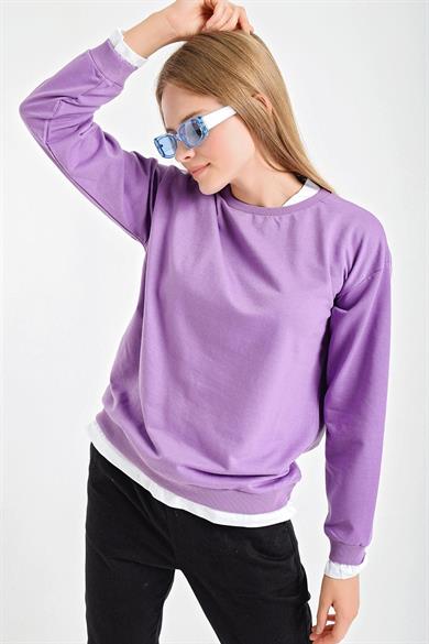 Çift Görünümlü Bisiklet Yaka Sweatshirt