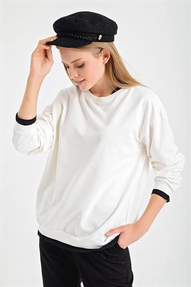 Çift Görünümlü Bisiklet Yaka Sweatshirt