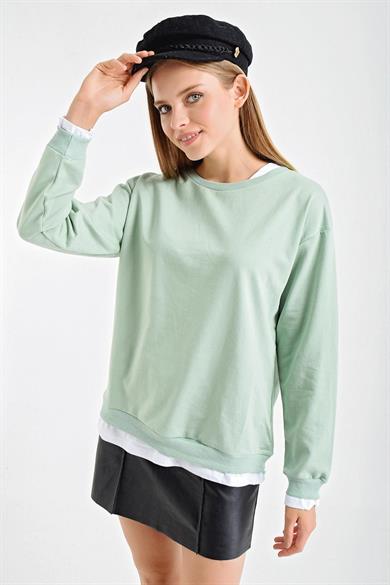 Çift Görünümlü Bisiklet Yaka Sweatshirt
