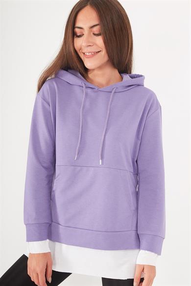 Çift Görünümlü Kapüşonlu Sweatshirt