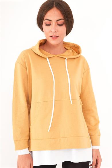 Çift Görünümlü Kapüşonlu Sweatshirt