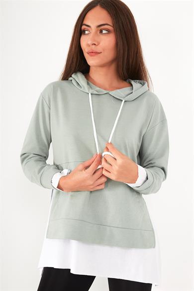 Çift Görünümlü Kapüşonlu Sweatshirt