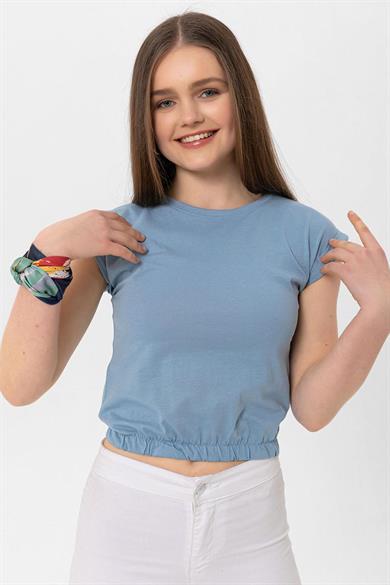 Kadın Altı Lastik Detaylı Kısa T-Shirt 230091 -