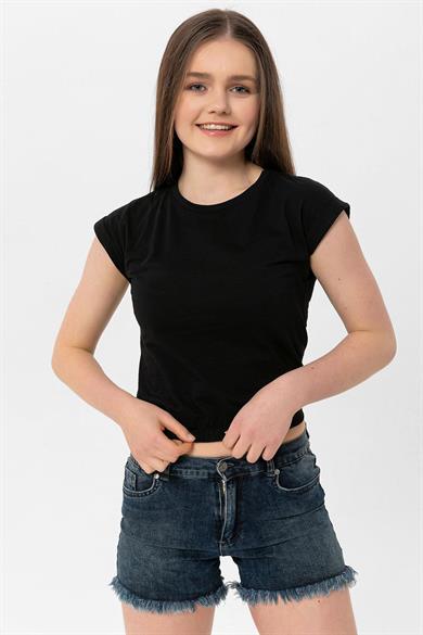 Kadın Altı Lastik Detaylı Kısa T-Shirt 230091 -