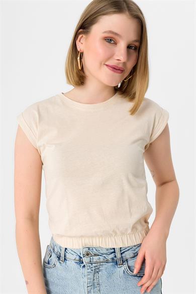 Kadın Altı Lastik Detaylı Kısa T-Shirt 230091 -