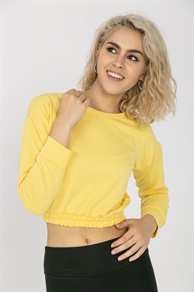 Kadın Altı Lastikli Kısa Sweatshirt