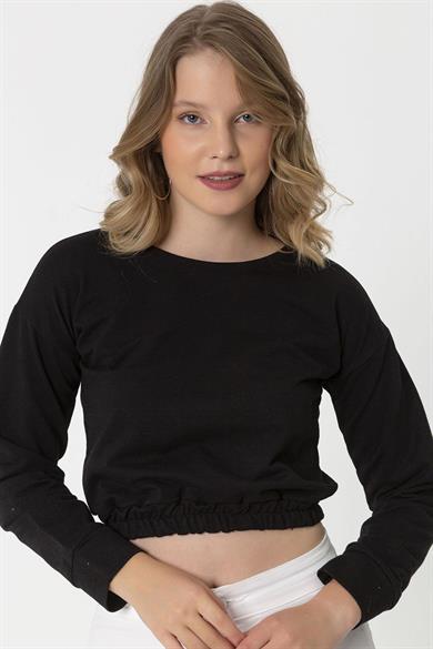 Kadın Altı Lastikli Kısa Sweatshirt