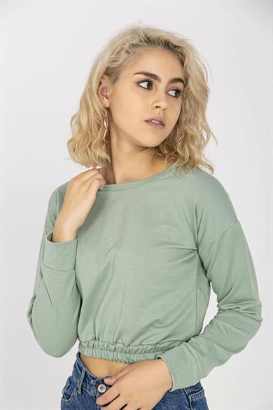 Kadın Altı Lastikli Kısa Sweatshirt