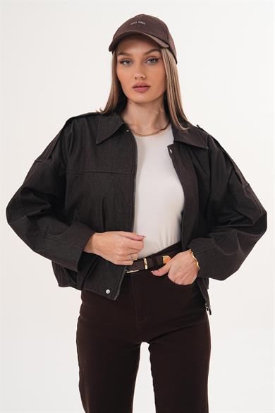 Kadın Apoletli Bomber Kot Ceket - 260182