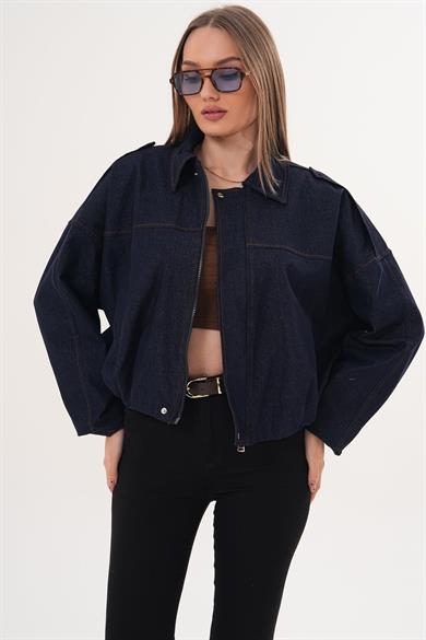 Kadın Apoletli Bomber Kot Ceket - 260182