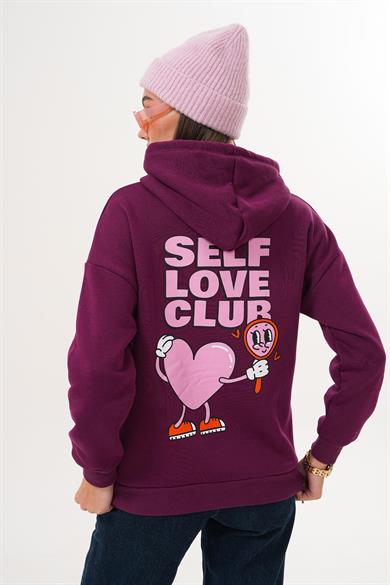 Kadın Arkası Baskılı Kapüşonlu Üç İplik Sweatshirt  255389 -