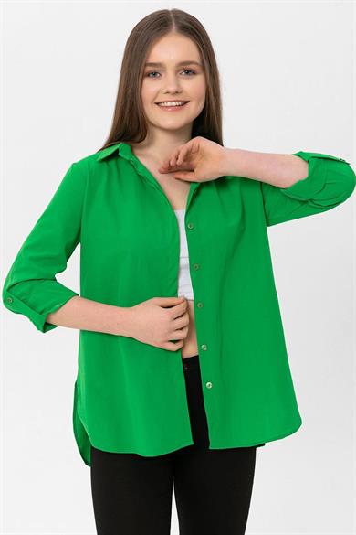 Kadın Arkası Uzun Poplin Gömlek