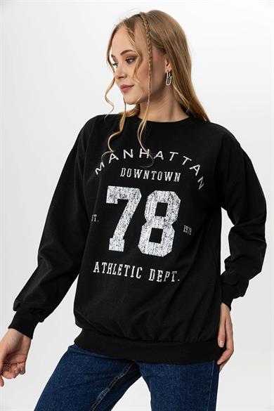 Kadın Baskı Detaylı Oversize Sweatshirt